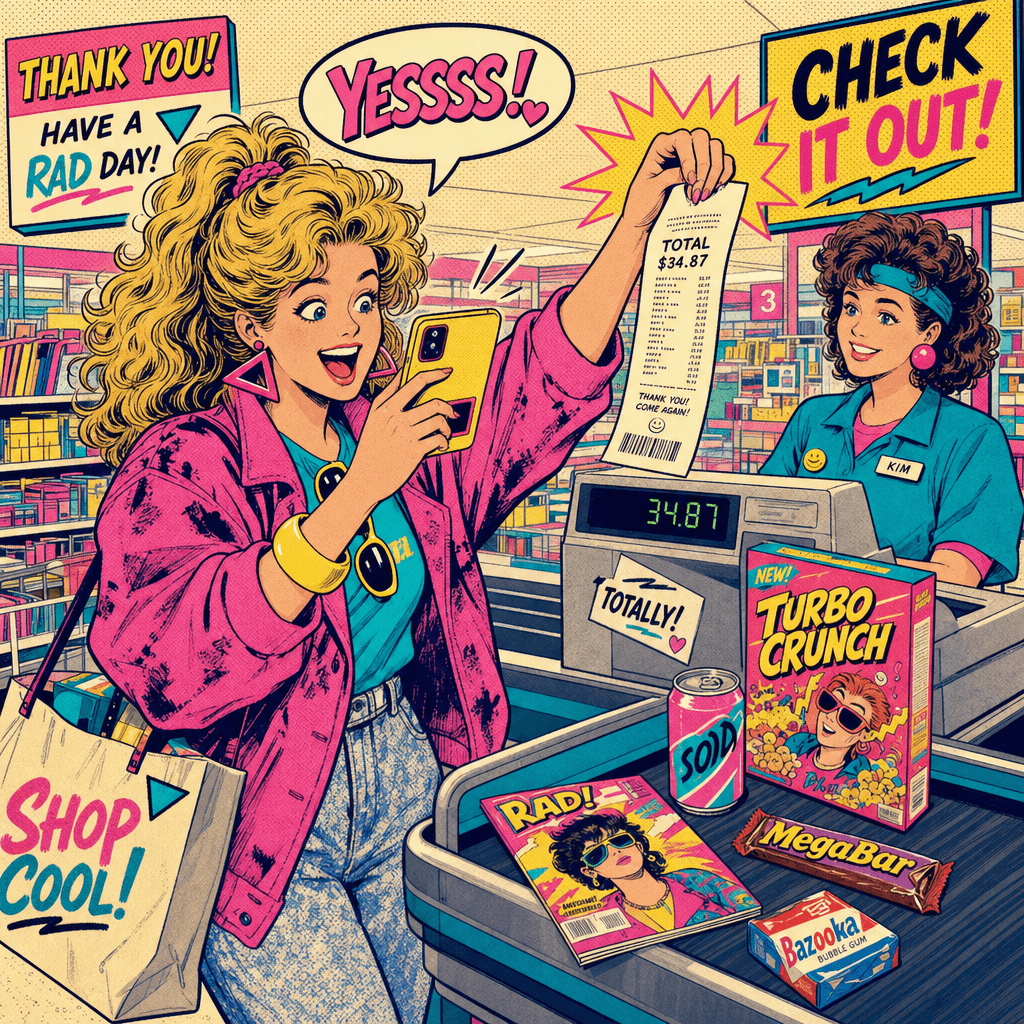 Someone photographing a receipt right at the store checkout