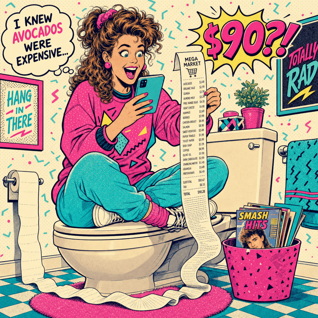 Someone photographing a receipt while sitting on the toilet